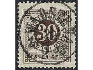 Sweden. Facit 35d used , 30 öre dark brown. EXCELLENT cancellation WADSTENA 29.3.1883.