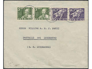 Sweden. Facit 246C, 247C cover , 2x5+2x10 öre on cover sent from PKP 81 6.4.37 to …