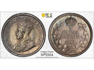 Kanada George V (1910-1936) 5 cents 1913, AU/UNC, PCGS MS62