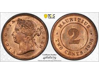 Mauritius Queen Victoria (1837-1901) 2 cents 1888, UNC, PCGS MS64+ RED