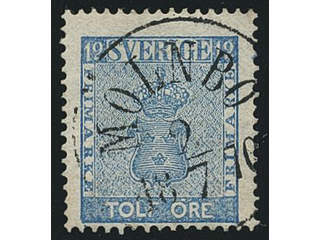 Sweden. Facit 9d3, B county. MÖLNBO, circle cancellation. Postal: 350:-