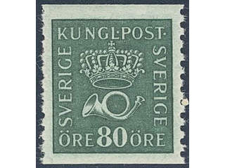 Sweden. Facit 165cz ★★ , 80 öre blue-green with inverted wmk lines + KPV.