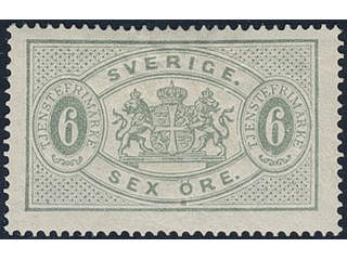 Sweden, Sverige, Sverige, Sverige. Official Facit Tj4c ★, 6 öre olivish grey, perf 14. …