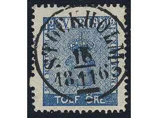 Sweden. Facit 9c2 used , 12 öre blue with one double perf. EXCELLENT cancellation …