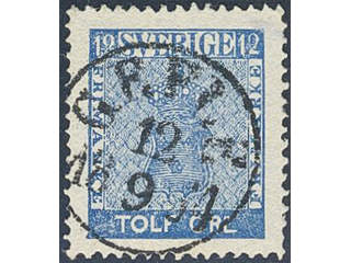 Sweden. Facit 9c2 used , 12 öre blue. EXCELLENT cancellation GEFLE 12.9.1864.