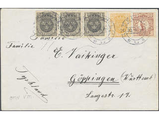 Sweden. Facit 71cx, 72, 84 cover , 3x1 öre with wm upside down + 2+15 öre on cover sent …