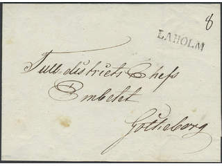 Sweden. N county. LAHOLM, straight postmark. EXCELLENT cancellation on cover sent to …