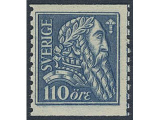 Sweden. Facit 154a ★★, 1921 Gustaf Vasa 110 öre blue - dull blue vertical perf 9¾ on …