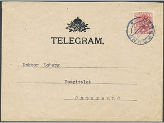 Sweden. Official Facit Tj47 on cover, 10 öre on local telegram cover sent within …