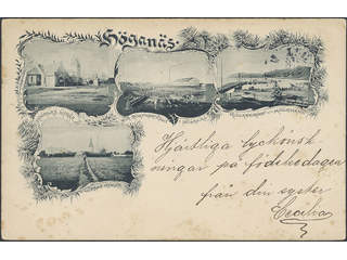 Sweden. Postcard Facit 52 , Multi picture card. Höganäs, Gruss aus styled card sent …