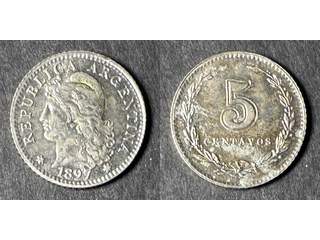 Argentina 5 centavos 1897, AU/UNC