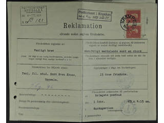 Sweden. Facit 177A cover , 2x15 öre on complaint / enquiry regarding a missing ordinary …