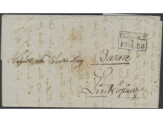 Sweden. H county. BORGHOLM 2.3.1856, rectangular postmark. Type 3 on letter sent to …