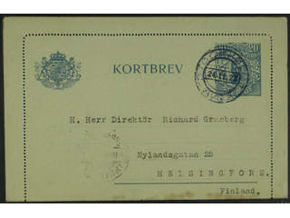 Sweden. Postal stationery, letter card Facit kB18 , Letter card 20 öre sent from …