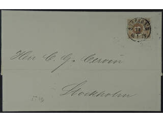 Sweden. Facit 17 cover , 3 öre on beautiful local cover cancelled STOCKHOLM 14.1.1879.