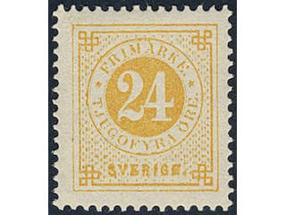 Sweden. Facit 34 ★, 24 öre yellow. Superb–EXCELLENT. SEK 950+
