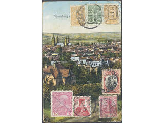 Russia, mixed. Cover. Namburg postcard franked with Russian, Bulgarian, Austrian, German …