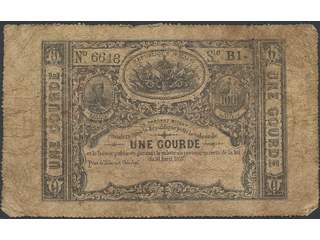 Banknotes, Haiti. Pick 41, 1 guorde Pick. Series B1 number 6648. F.