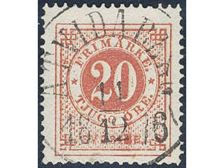 Sweden. Facit 23b used , 20/20 öre red on pale orange. EXCELLENT cancellation ÅTVIDABERG …