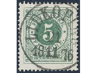 Sweden. Facit 19g used , 5 öre dark green, smooth print. EXCELLENT cancellation …