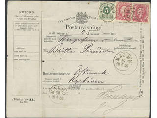 Sweden. Facit 30, 39 on cover, 5+2×10 öre on money order cancel 'Omstående belopp sändes …