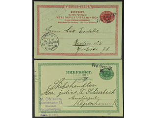 Sweden. Facit bKe12, 13. DENMARK. Danish cancellations FRA SVERIGE M on two postcards, …
