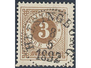 Sweden. Facit 41c used , 3 öre dark orange-brown. Superb cancellation HELSINGBORG …