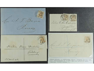 Sweden. Facit 28 cover , 3 öre on four postal items, of which three single printed …