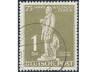 Germany Berlin. Michel 40 III used , 1949 75th Anniversary of UPU 1 DM grey-olive. With …