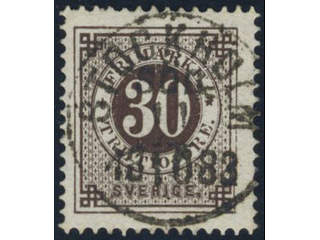 Sweden, Sverige, Sverige, Sverige. Facit 35b1 used, 30 öre black-brown. EXCELLENT …