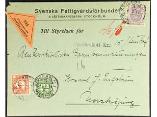 Sweden. Facit 74, 79, 82 cover , 4+5+10 öre on cash on delivery printed matter sent from …