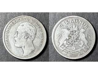 Sverige Oscar II (1872-1907) 2 kronor 1880, 1?/1
