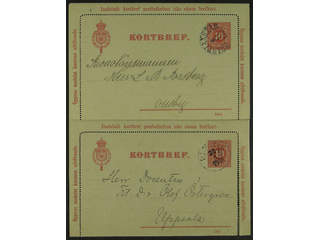 Sweden. Postal stationery, letter card Facit kB8 , Letter card 10 öre with edges, two …