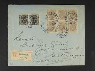 Sweden. Facit 73, 71 cover , 2x1+6x3 (block of six) öre on registered cover sent from …