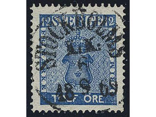 Sweden. Facit 9b3 used , 12 öre dark blue, perforation of 1865. EXCELLENT cancellation …