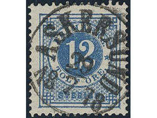 Sweden, Sverige, Sverige, Sverige. Facit 32b used, 12 öre deep blue. Superb cancellation …