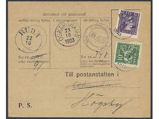 Sweden. Facit 144A, 175A cover , 10+15 öre on address change for newspaper (form no. …