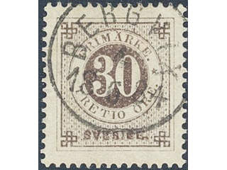 Sweden. Facit 35h, X county. BERGVIK 4.6.1884. Seemingly spelled with X instead of K !).