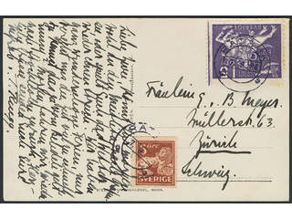 Sweden. Facit 213, 142A cover , 5+15 öre on picture postcard (Gammelgården, Mora) sent …