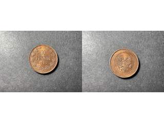 Finland Nicholas II (1894-1917) 10 penniä 1917, 01/0 (UNC) mycket röd lyster