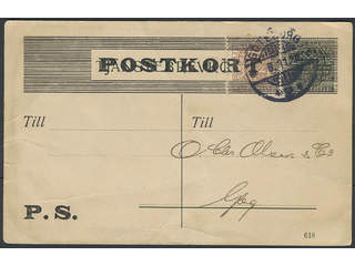 Sweden. Postal stationery, internal postal stationery Facit PS8 vI , PS card, overprint …