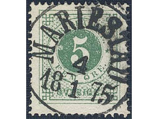 Sweden. Facit 19fv6 used , 5 öre dark green, grainy print on carton paper. Superb …