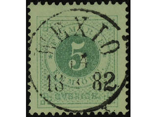 Sweden. Facit 30e used , 5 öre pale bluish green. EXCELLENT cancellation WEXIÖ 14.x.1882.