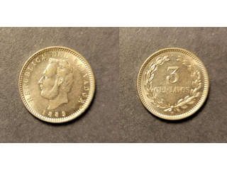 El Salvador 3 centavos 1889, UNC små fläckar