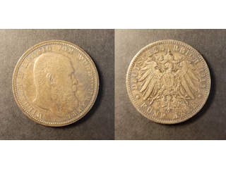Tyskland Württemberg Wilhelm II (1891-1918) 5 mark 1913, AU tonad