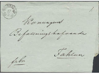 Sweden. Z county. ÖSTERSUND 17.5.1836, arc postmark. Type 2 on cover sent to Falun. …