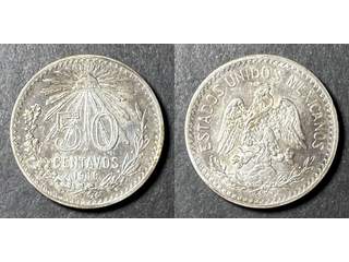 Mexiko 50 centavos 1916 brett årtal, XF/AU