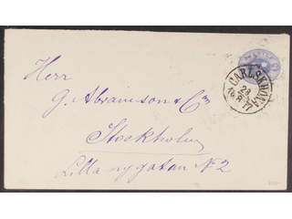 Sweden. Postal stationery, stamped envelope Facit Fk1IIIf , Stamped envelope 12 öre type …