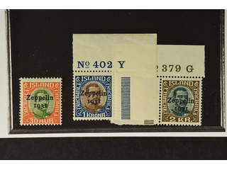 Iceland. Facit 162–64 ★★ , 1931 "Zeppelin 1931" overprint SET (3). SEK 2500