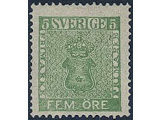 Sweden. Facit 7b2 ★, 5 öre green, perforation of 1865. Opinion (shade) by O.P. SEK 1700